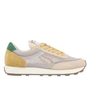 NEW URBAN SPORT women's valencia sneaker in beige yellow mesh suede